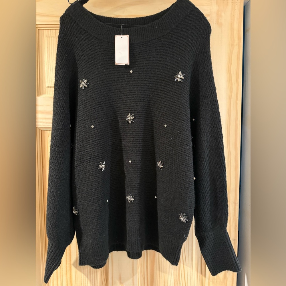 NWT Philosophy Women’s XL gem embroidered Dolman sleeve sweater